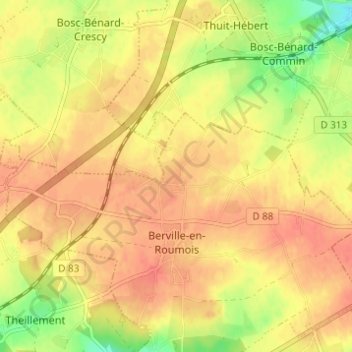 Mappa topografica La Mennerie, altitudine, rilievo