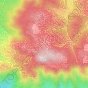 Mappa topografica Twin Peaks, altitudine, rilievo