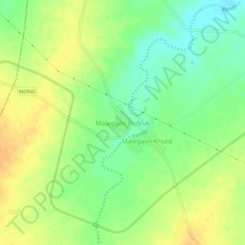 Mappa topografica Malegaon Budruk, altitudine, rilievo