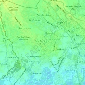 Mappa topografica Pale Benidicto Rizal, altitudine, rilievo