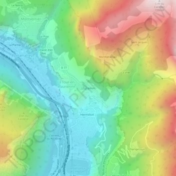 Mappa topografica L'Echaillon, altitudine, rilievo