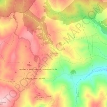 Mappa topografica Decorata, altitudine, rilievo