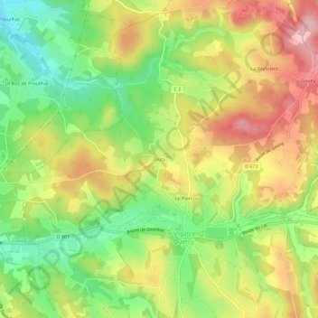 Mappa topografica Tauty, altitudine, rilievo