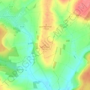 Mappa topografica La Carnoye, altitudine, rilievo