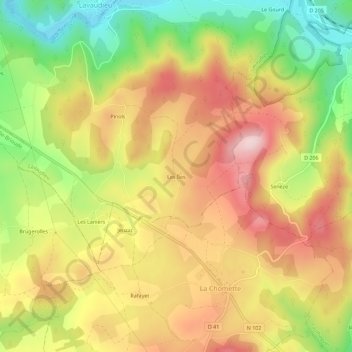 Mappa topografica Les Îles, altitudine, rilievo