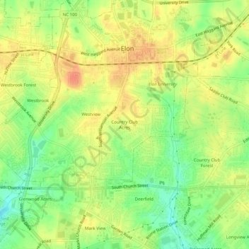 Mappa topografica Country Club Acres, altitudine, rilievo