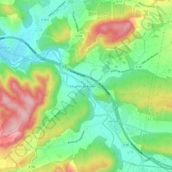 Mappa topografica Pont de Bayeux, altitudine, rilievo