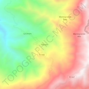 Mappa topografica Rocoto, altitudine, rilievo