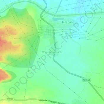 Mappa topografica Bhairavunipadu, altitudine, rilievo