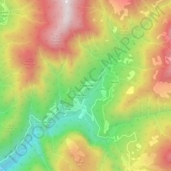 Mappa topografica Camporanda, altitudine, rilievo