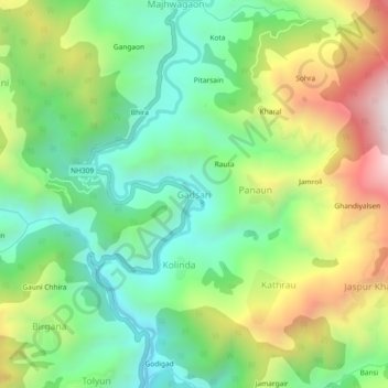Mappa topografica Gadsari, altitudine, rilievo