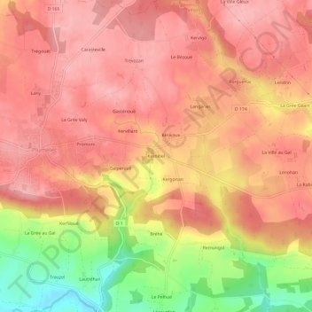 Mappa topografica Kernihel, altitudine, rilievo