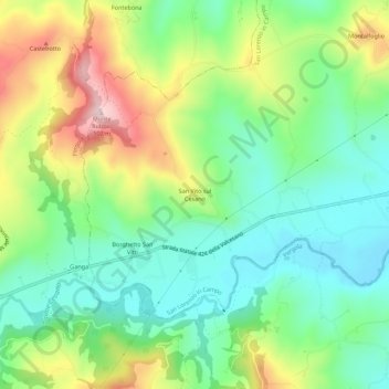 Mappa topografica San Vito sul Cesano, altitudine, rilievo