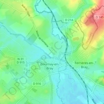 Mappa topografica Saint-Clair, altitudine, rilievo