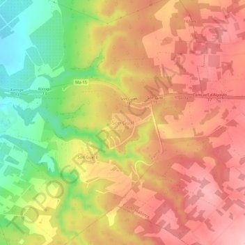 Mappa topografica Son Gual, altitudine, rilievo