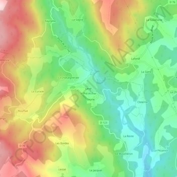 Mappa topografica Laval, altitudine, rilievo