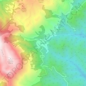 Mappa topografica Roccasalli, altitudine, rilievo