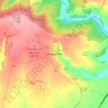 Mappa topografica Chedworth, altitudine, rilievo