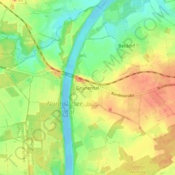 Mappa topografica Grünental, altitudine, rilievo