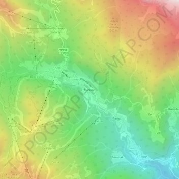 Mappa topografica Mareson, altitudine, rilievo