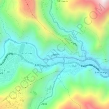 Mappa topografica Lligñay, altitudine, rilievo