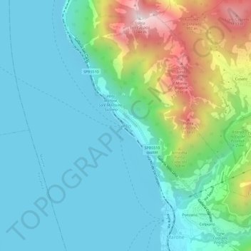 Mappa topografica Vello, altitudine, rilievo