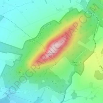 Mappa topografica The Wrekin, altitudine, rilievo