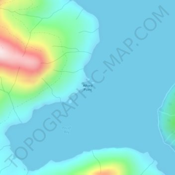 Mappa topografica Alford Point, altitudine, rilievo