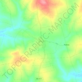 Mappa topografica Onça, altitudine, rilievo