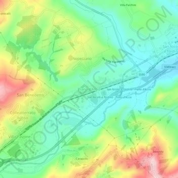 Mappa topografica Piano d'Accio, altitudine, rilievo