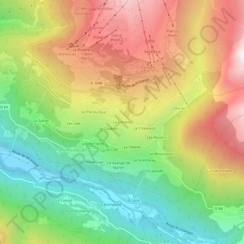 Mappa topografica La Combaz, altitudine, rilievo