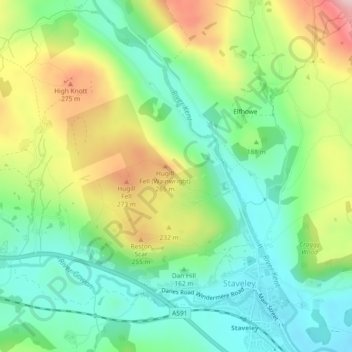Mappa topografica Black Crag, altitudine, rilievo