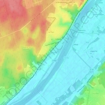 Mappa topografica Les Grouets, altitudine, rilievo