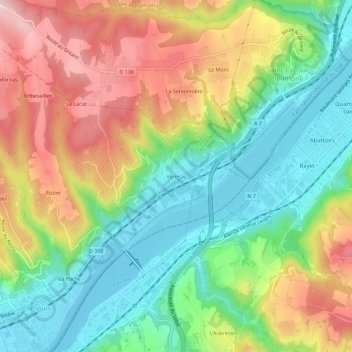 Mappa topografica Vérenay, altitudine, rilievo