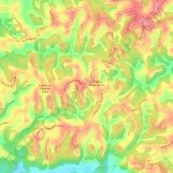 Mappa topografica Beaumanoir, altitudine, rilievo