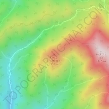 Mappa topografica Parson High Top, altitudine, rilievo