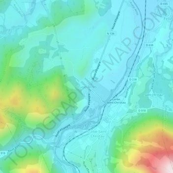 Mappa topografica Asasp-Arros, altitudine, rilievo
