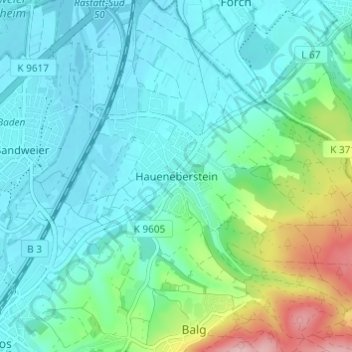 Mappa topografica Haueneberstein, altitudine, rilievo