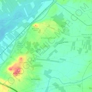 Mappa topografica el Roser, altitudine, rilievo