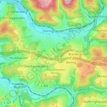 Mappa topografica Ohmig, altitudine, rilievo