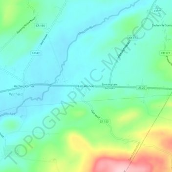 Mappa topografica East Winfield, altitudine, rilievo