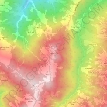 Mappa topografica Castellonchio, altitudine, rilievo