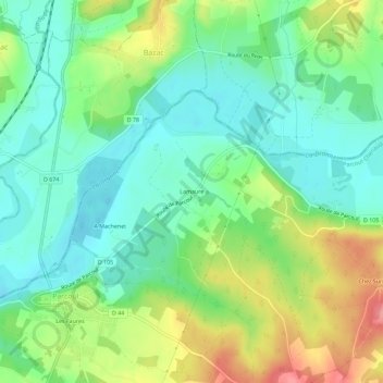 Mappa topografica Lamaure, altitudine, rilievo