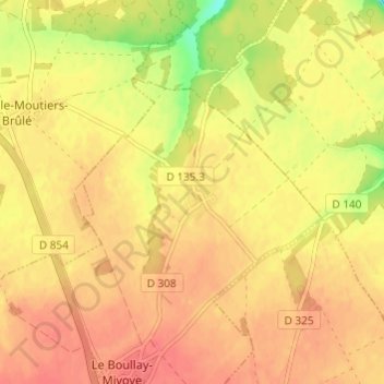 Mappa topografica Fonville, altitudine, rilievo