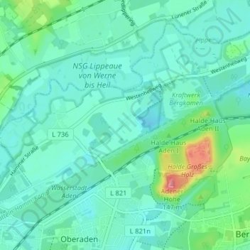 Mappa topografica Heil, altitudine, rilievo