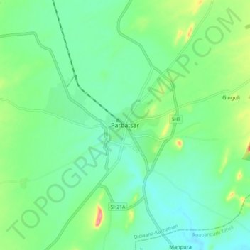 Mappa topografica Parbatsar, altitudine, rilievo