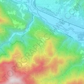 Mappa topografica San Romano, altitudine, rilievo