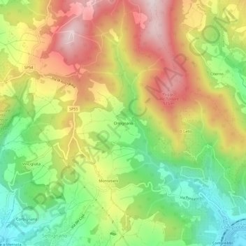 Mappa topografica Ontignano, altitudine, rilievo