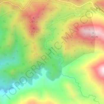Mappa topografica Lower Switzer Falls, altitudine, rilievo
