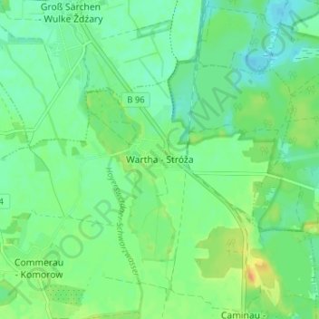 Mappa topografica Wartha, altitudine, rilievo